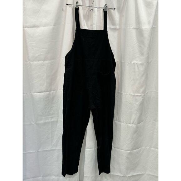 Baggy Oversized Linen-Feel Overalls with Pockets | Sz S - Picture 6 of 8